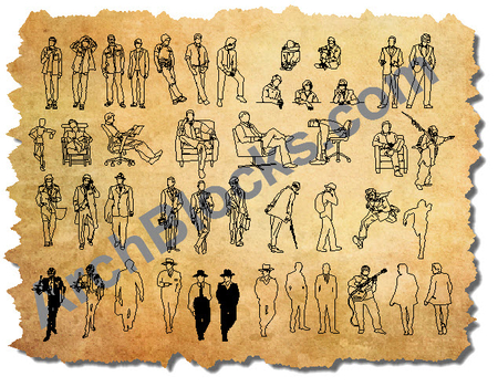 CAD Blocks of Men in Elevation View