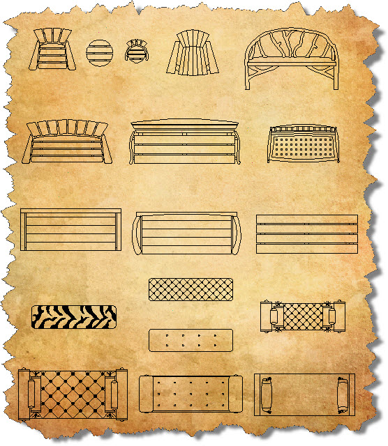 Furniture CAD Block Bench Symbols