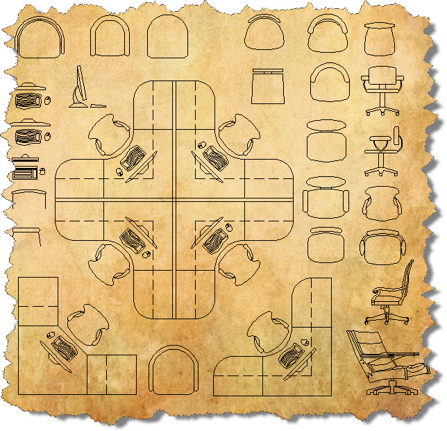 ArchBlocks AutoCAD Office Furniture Block Symbols