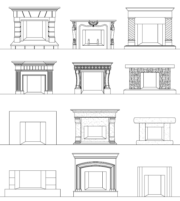 AutoCAD Fireplaces - AutoCAD Library