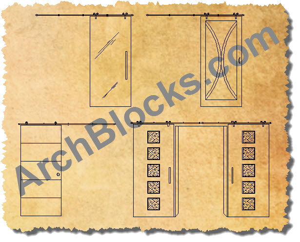 Barn Door CAD Symbols Blocks