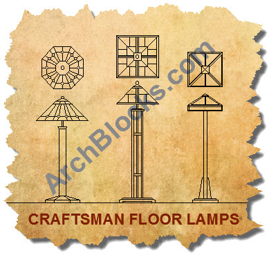 Mission style floor lamps AutoCAD blocks