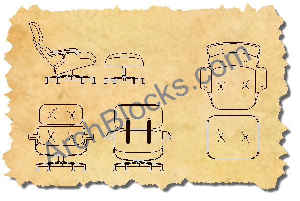 Decorticosis Lounge Chair 2d Cad Drawing