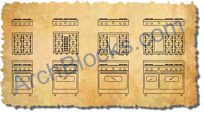 CAD Blocks Kitchen Range