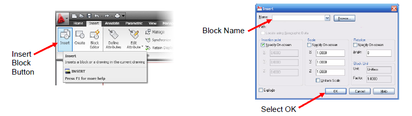 Insert block in AutoCAD