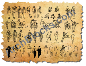 CAD Blocks of Men in Elevation View