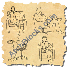 CAD Blocks of Men in Elevation View