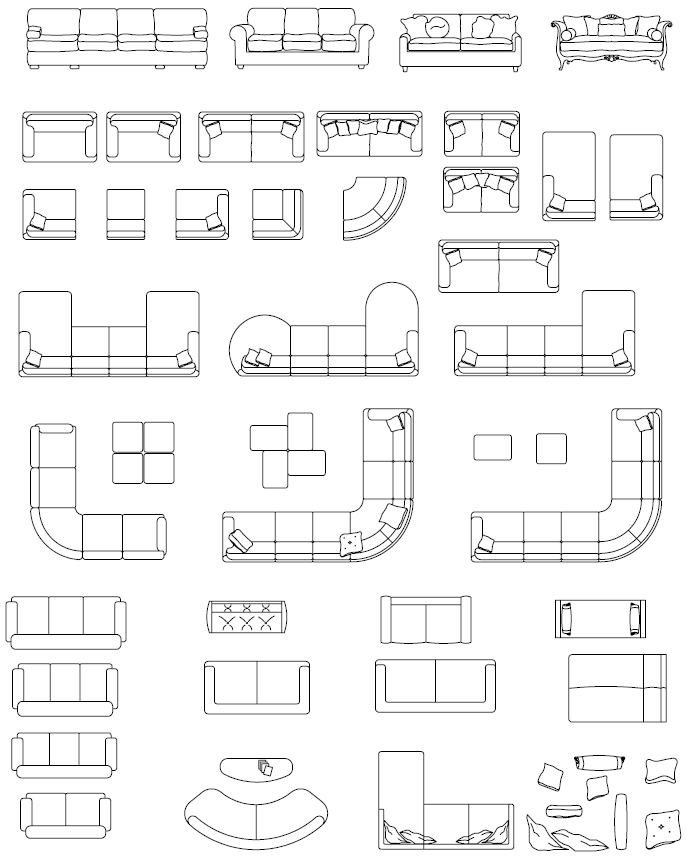ArchBlocks AutoCAD Sofa and Sectional Block Symbols