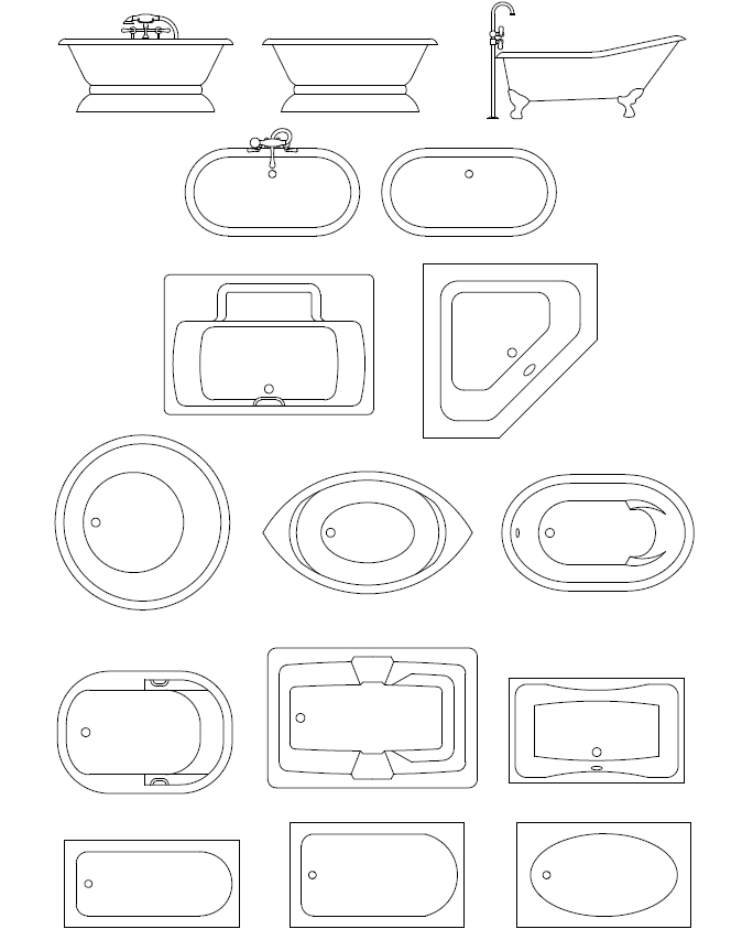 ArchBlocks AutoCAD Tubs & Spas Block Symbols