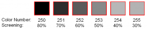 AutoCAD Tutorial Manage Screened Colors. Example of plotted screened colors.