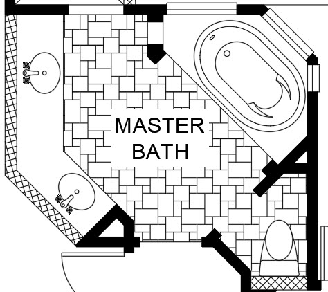 Master Bath AutoCAD floor plan. AutoCAD Hatch Patterns