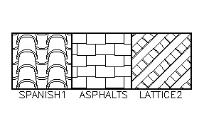 CAD Hatch Patterns for roofing and lattice. Spanish, Asphalts, and Lattice CAD blocks