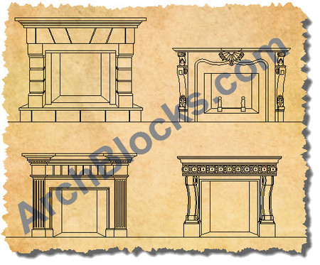 ArchBlocks CAD Symbols Fireplaces