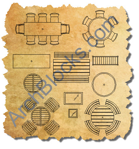 Outdoor Living AutoCAD Blocks Tables