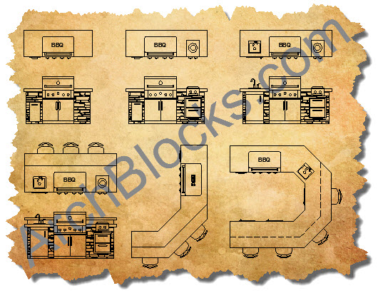 CAD Blocks Outdoor Kitchens BBQ