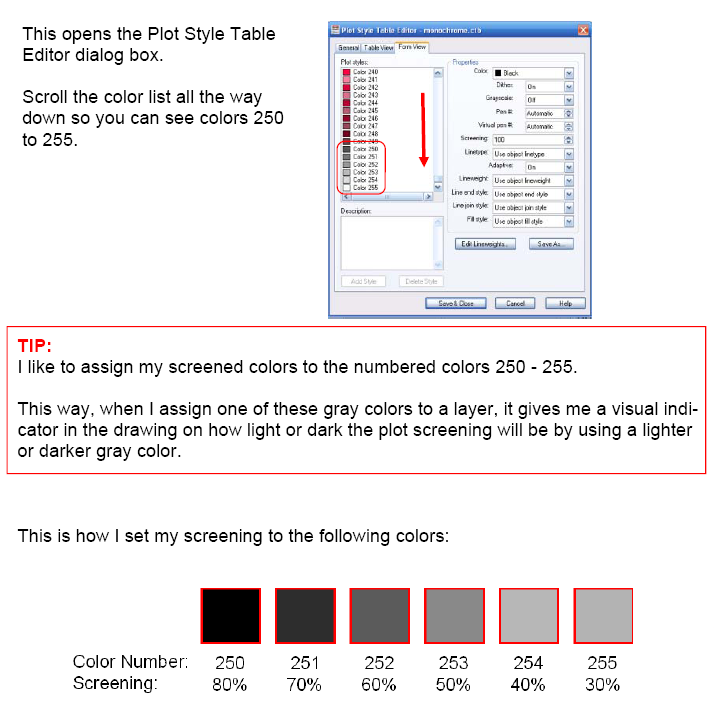 AutoCAD color screening tutorial step pick colors