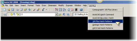AutoCAD 2008 hatch menu