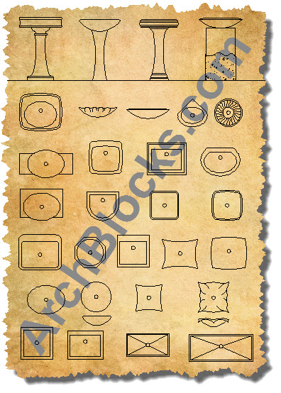 AutoCAD Bathroom Sink Symbols Blocks