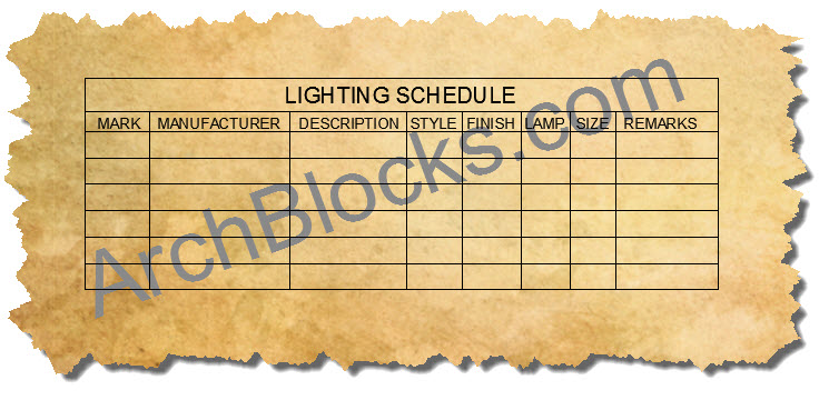 AutoCAD Lighting Schedule