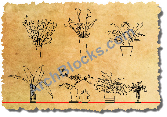 AutoCAD Symbols of Indoor House Plants