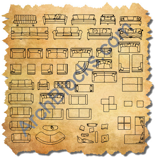 AutoCAD Sofa Sectional Block Symbols