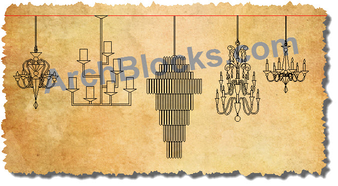 Chandeliers Symbols CAD