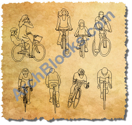 AutoCAD Blocks People Bicycles 01