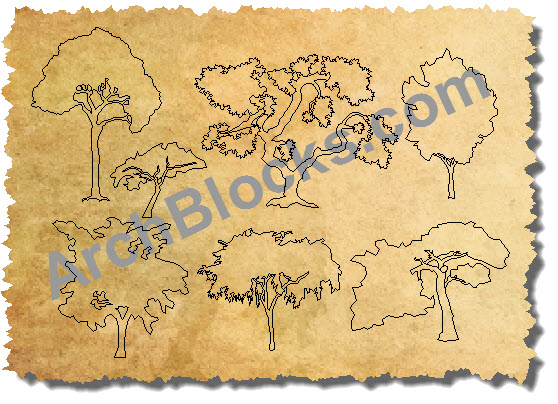 CAD Blocks Elevation View Trees