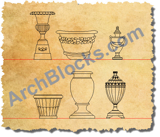 AutoCAD Symbols Download Vases Pots