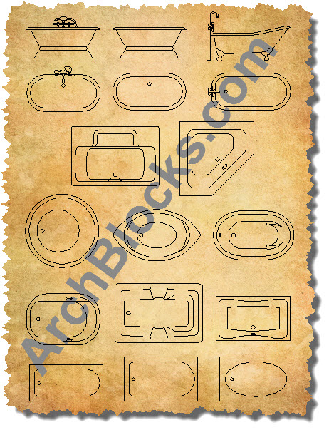 ArchBlocks AutoCAD Tubs & Spas Block Symbols
