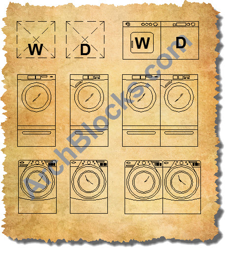 ArchBlocks AutoCAD Washer & Dryer Block Symbols