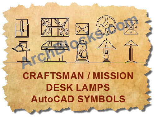 Craftsman style CAD symbols desk lamps