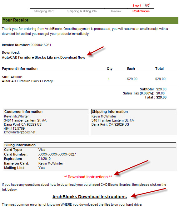 Image of Download link on receipt 