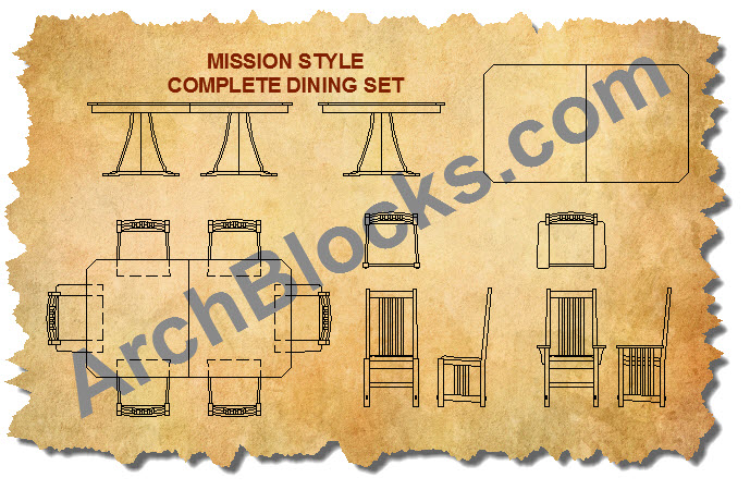 Craftsman Style Dining Room AutoCAD Blocks