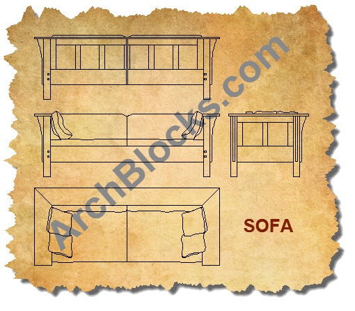 Craftsman Sofa AutoCAD Symbols