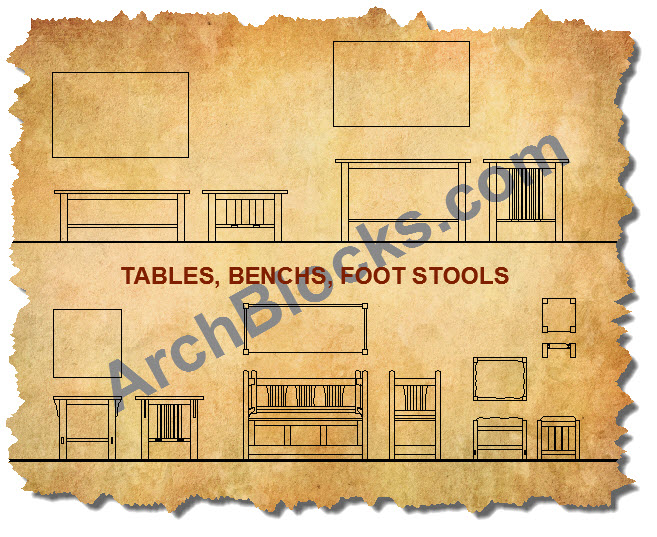 Mission Style Tables AutoCAD Symbols