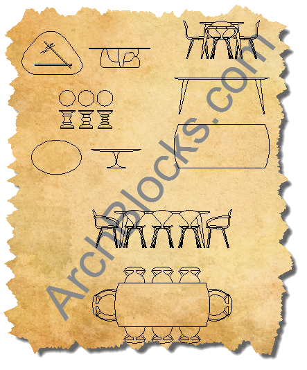 CAD Symbols Mid Century Modern Design Tables