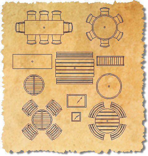 Outdoor table CAD blocks