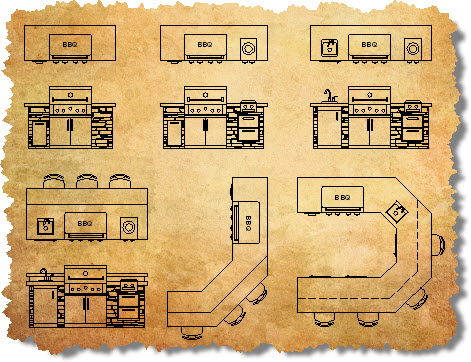 CAD blocks for outdoor kitchens and islands