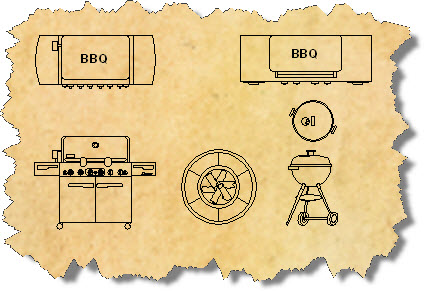 Outdoor BBQ CAD symbols