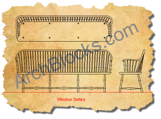 AutoCAD Symbol Windsor Settee