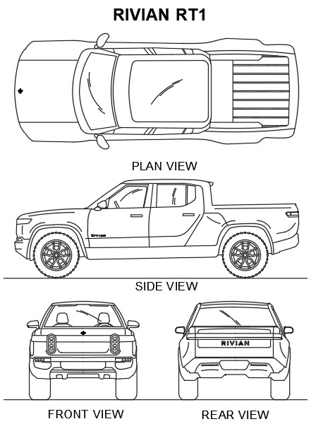 Rivian RT1 Electric truck AutoCAD Symbols