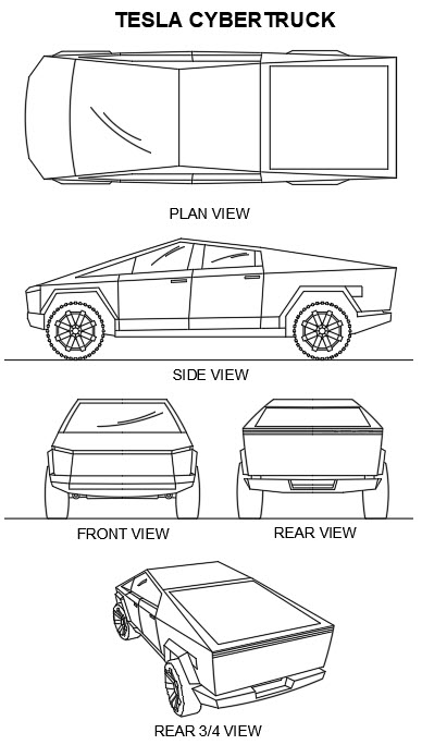 Tesla Cybertruck AutoCAD symbols