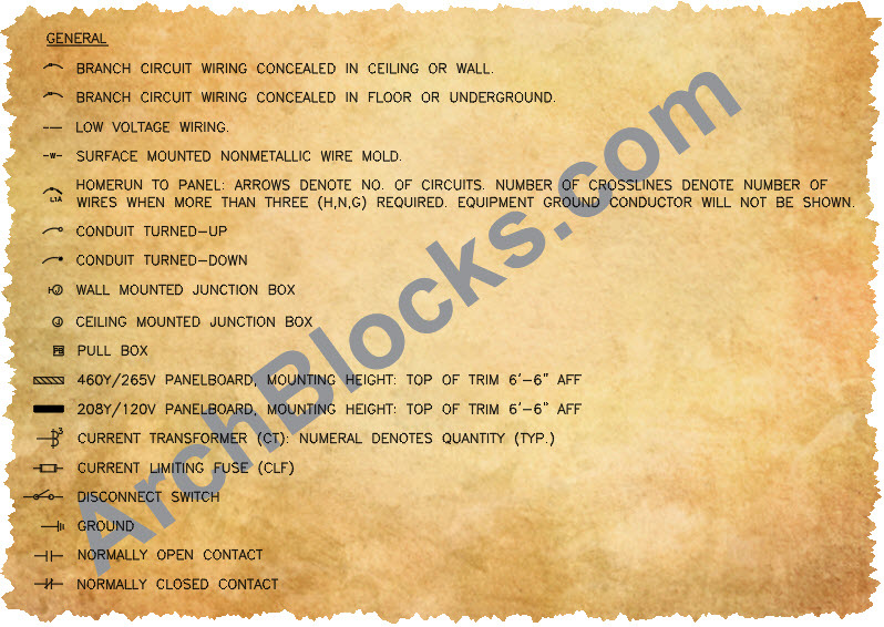 AutoCAD Commercial Electrical General CAD Symbols