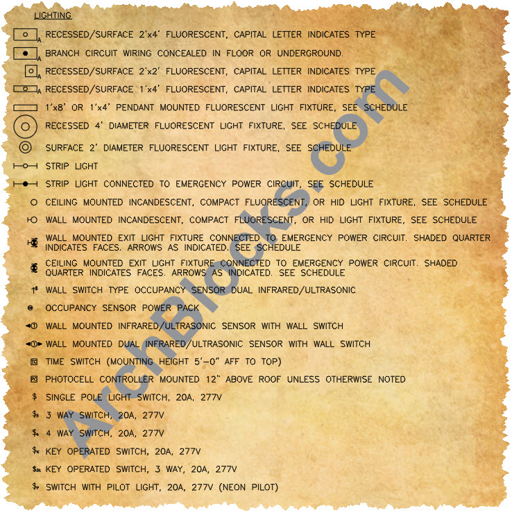 AutoCAD Commercial Electrical Lighting Symbols