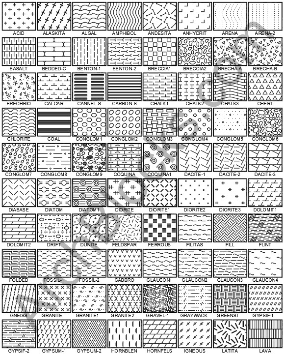 AutoCAD Patterns Preview Page | CAD Hatch Patterns Preview | 100+ AutoCAD Hatch Patterns