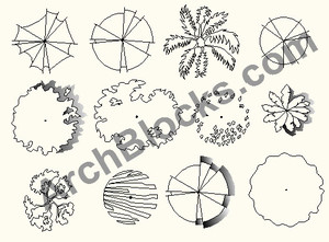 ArchBlocks CAD Trees in Plan View