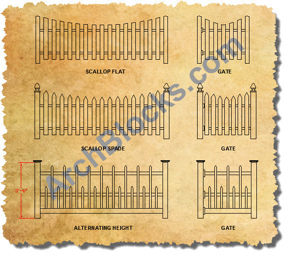 CAD Fence Symbols AutoCAD Blocks Fences Wood Fence CAD Synmbols